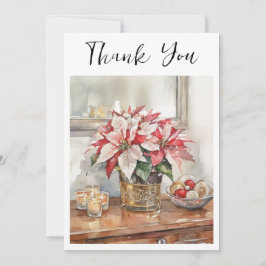 Cartão De Agradecimento Presente de Natal Elegante Poinsettia