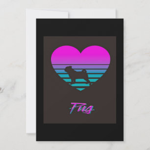 Cartão De Agradecimento Presente de Sobrecarga do Cão Pug Vaporwave Heart