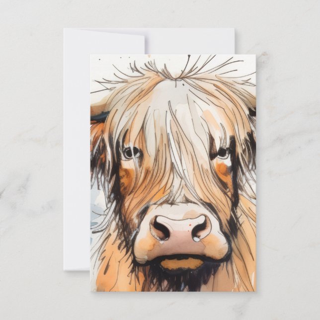 Cartão De Agradecimento Presente de vaca, vaca das Terras Altas  (Frente)