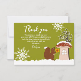 Cartão De Agradecimento Presente do Chá de fraldas de inverno Fluffy Squir