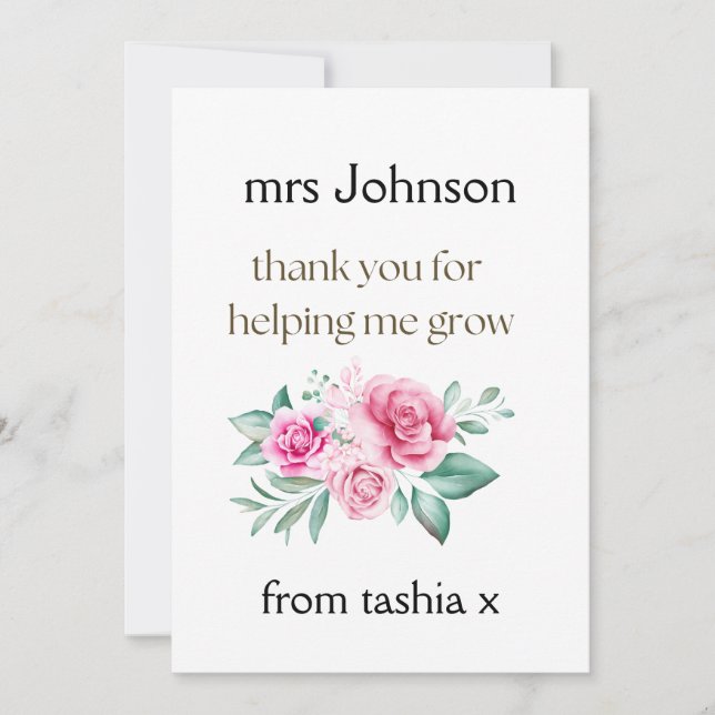 Cartão De Agradecimento Presente personalizado de professor, presente de p (Frente)