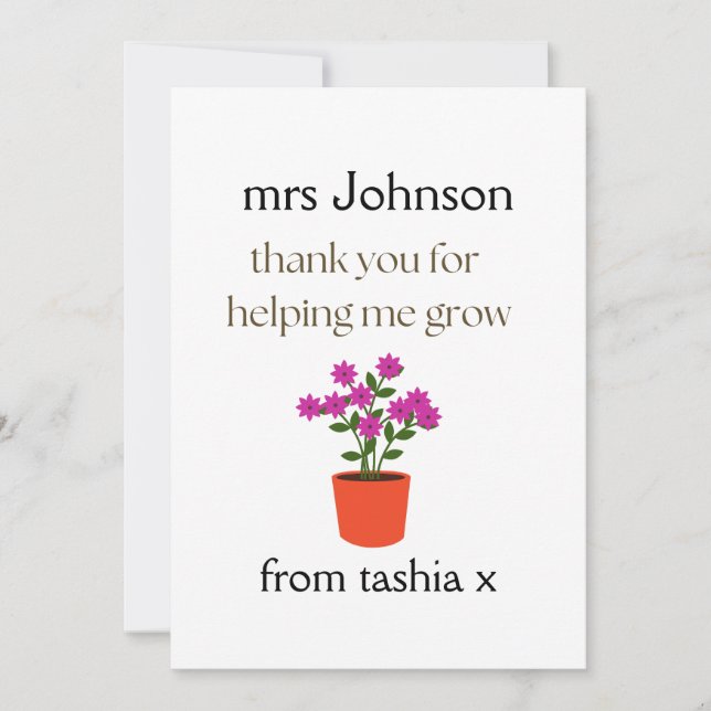Cartão De Agradecimento Presente personalizado de professor, presente de p (Frente)