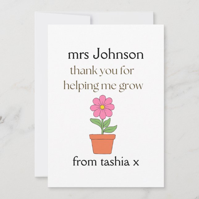 Cartão De Agradecimento Presente personalizado de professor, presente de p (Frente)