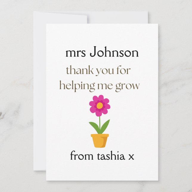 Cartão De Agradecimento Presente personalizado de professor, presente de p (Frente)