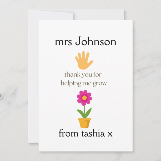 Cartão De Agradecimento Presente personalizado de professor, presente de p (Frente)
