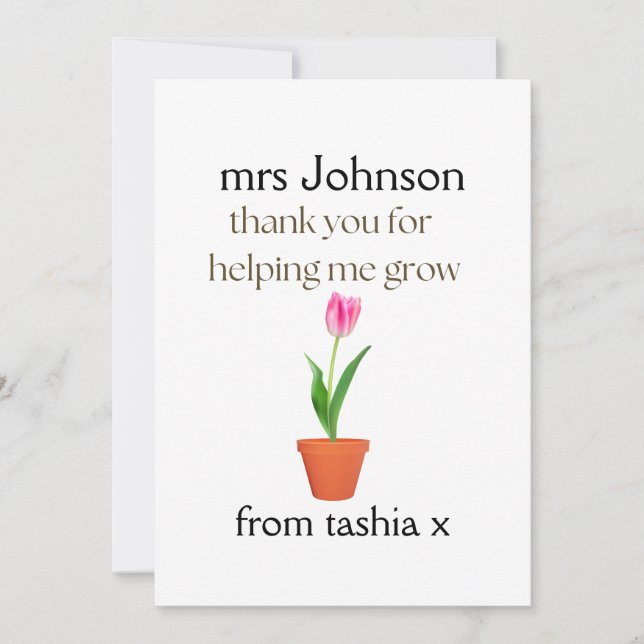 Cartão De Agradecimento Presente personalizado de professor, presente de p (Frente)
