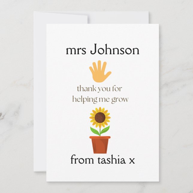 Cartão De Agradecimento Presente personalizado de professor, presente de p (Frente)