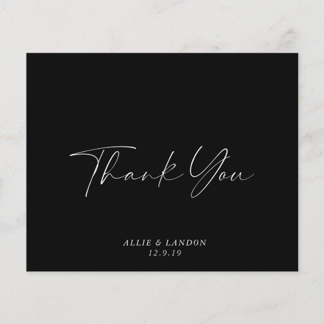 Cartão de agradecimento preto BUDGET (Frente)
