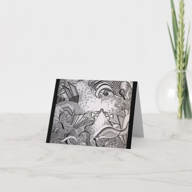 Cartão De Agradecimento Preto e Branco (Frente)