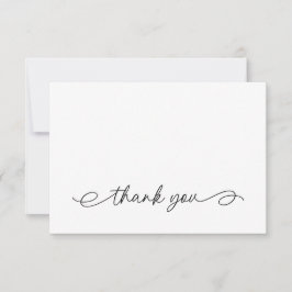 Cartão de agradecimento preto e branco de caligraf