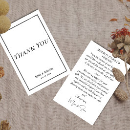 Cartão de agradecimento preto e branco minimalista