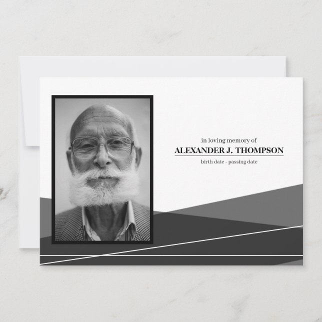 Cartão De Agradecimento Preto E Branco Moderno No Funeral De Memória Adorá (Frente)