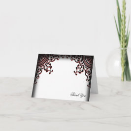 Cartão De Agradecimento Preto e Vermelho Gótico Rolo de Casamento Obrigado