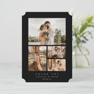 Cartão De Agradecimento Preto Elegante Mínimo 4 Fotografia Flat