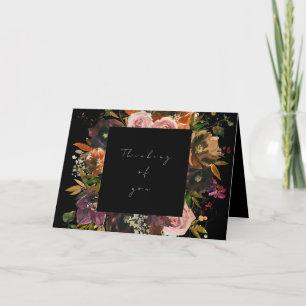 Cartão De Agradecimento Preto Escuro outono de outono Pensando em sua plac