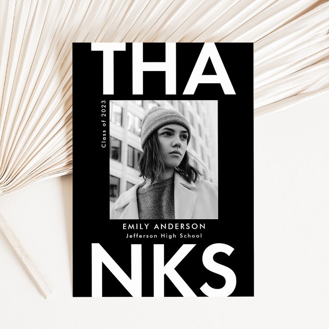 Cartão De Agradecimento Preto | Graduação de Fotografias em Formando Negri (Criador carregado)