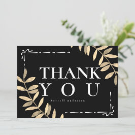 Cartão De Agradecimento Preto Minimalista