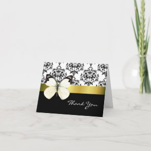 Cartão de Agradecimento Pretty Damask & Butterfly