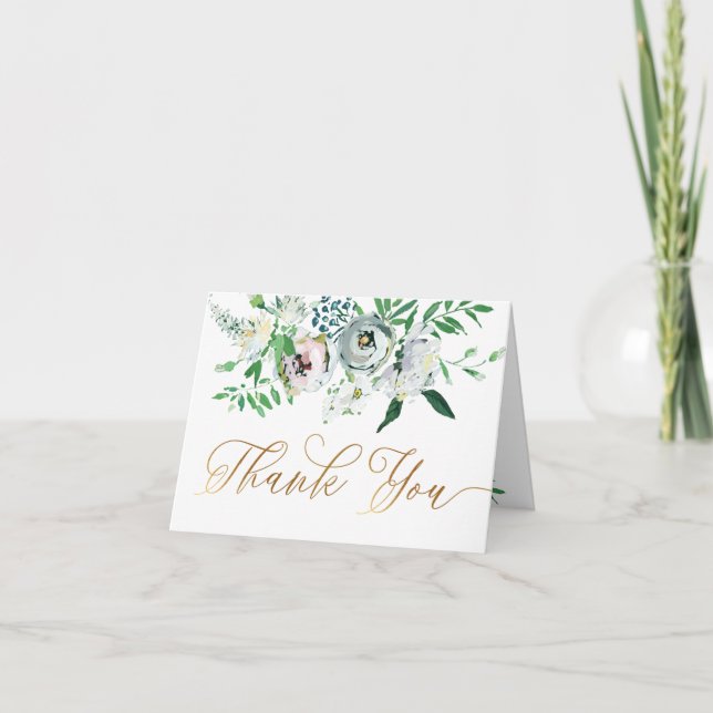 Cartão De Agradecimento Pretty Floral Gouache Boho Flower Personalized (Frente)