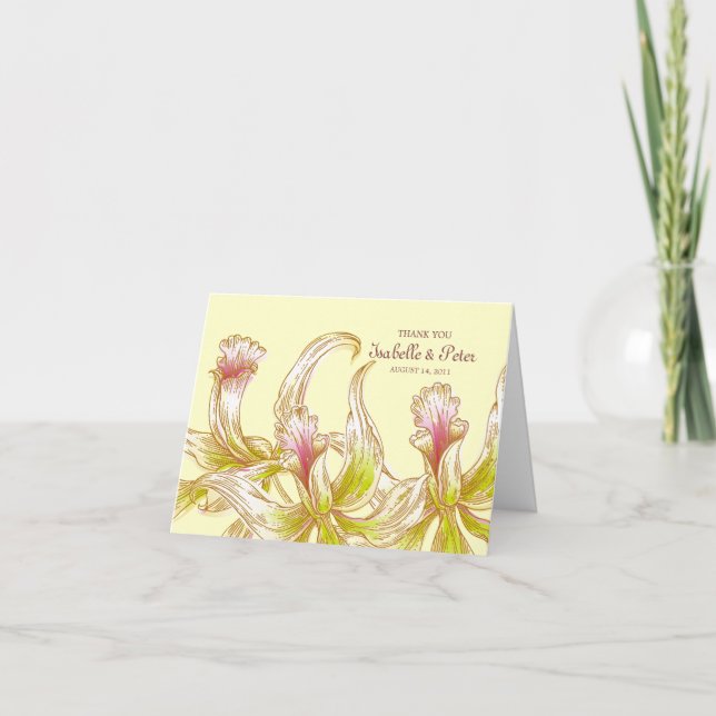 Cartão De Agradecimento Pretty Orchids Wedding Thank You Card (Frente)