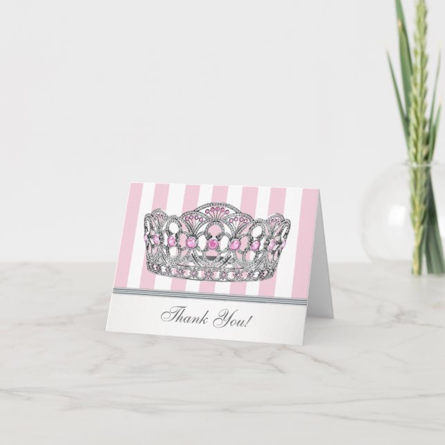 Cartão De Agradecimento Pretty Pink Princess Thank You Card (Frente)