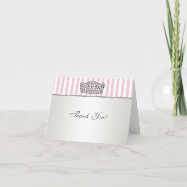 Cartão De Agradecimento Pretty Pink Princess Thank You Card (Frente)