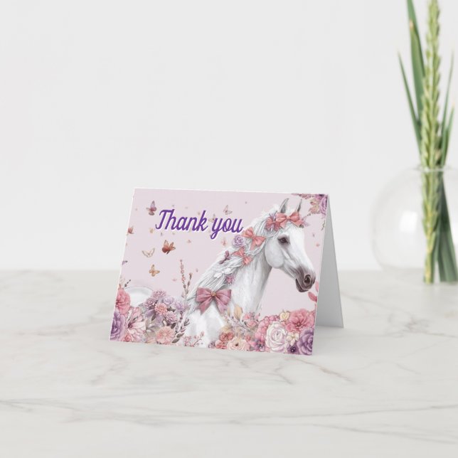 Cartão De Agradecimento Pretty Ponies and Petals Horse Thank You Cards (Frente)