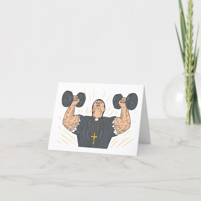 Cartão De Agradecimento Priest Lifting Weights Thank You Card (Criador carregado)