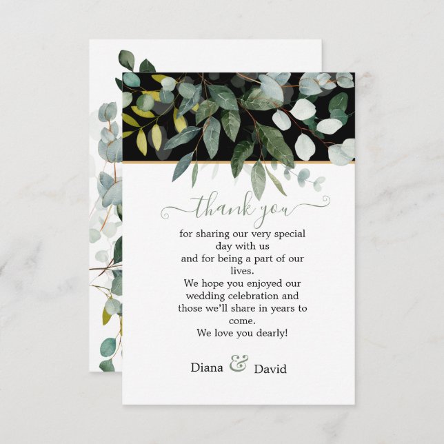 Cartão De Agradecimento PRIMAVERA BEAUTY BOTANICAL GREENERY Weding (Frente/Verso)