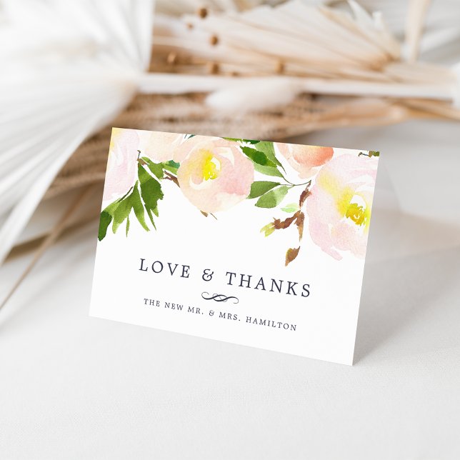 Cartão De Agradecimento Primavera Blush | Floral Obrigado (Criador carregado)