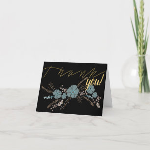 Cartão De Agradecimento Primavera Floral Teto Cor-de-Rosa Flor Preto