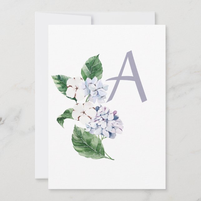 Cartão De Agradecimento Primavera HYRDANGEA com letra personalizável (Frente)