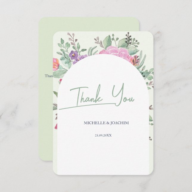 Cartão De Agradecimento Primavera Summer Floral Boho Garden (Frente/Verso)
