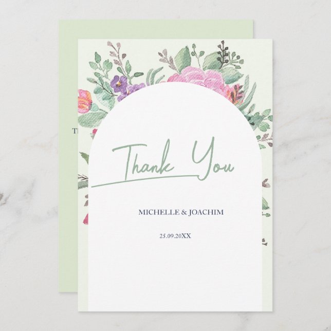 Cartão De Agradecimento Primavera Summer Floral Boho Garden (Frente/Verso)