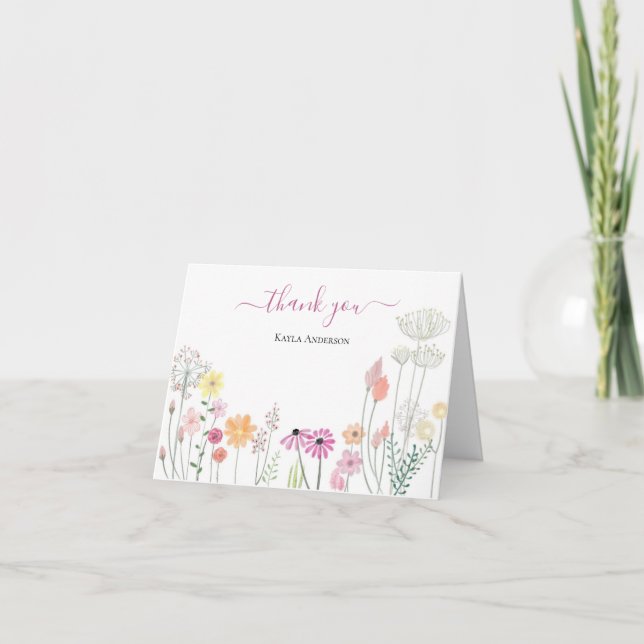 Cartão De Agradecimento Primavera Wildflower Garden | Personalizado (Frente)