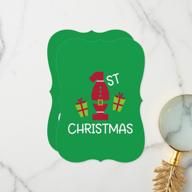 Cartão De Agradecimento Primeira celebração feliz de Natal (Frente/Verso In Situ)