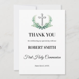 Cartão De Agradecimento Primeira comuna verde folha