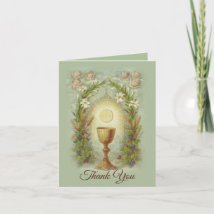 Cartão De Agradecimento Primeira Comunhão Católica Obrigado