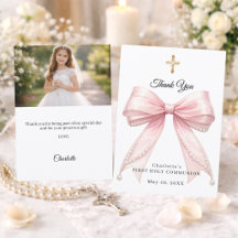 Primeira Comunhão laço rosa pérolas foto menina