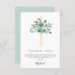 Cartão De Agradecimento Primeira Comunhão Obrigado Sage Eucalyptus Inv