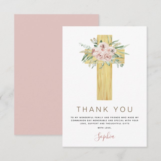 Cartão De Agradecimento Primeira Comunidade Sagrada, obrigado, rosa poeire (Frente/Verso)