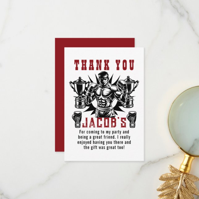 Cartão De Agradecimento Primeira Festa de aniversário de Boxing de Discage (Frente/Verso In Situ)