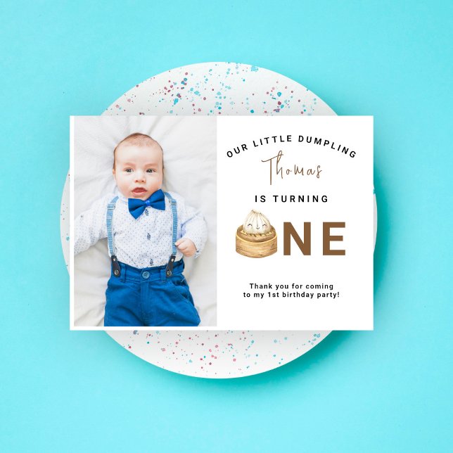 Cartão De Agradecimento Primeira festa de aniversário do manequim chinês (Criador carregado)