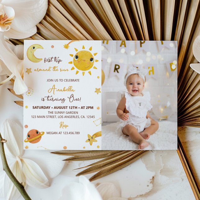 Cartão De Agradecimento Primeira Viagem Em Torno Do Sun Aniversário Fotogr (Criador carregado)