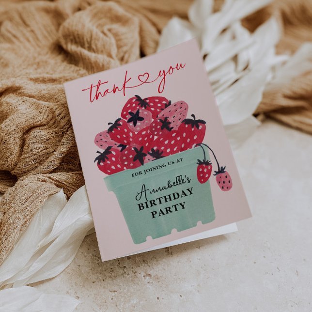 Cartão De Agradecimento Primeiro aniversario Berry Sweet (Berry First Thank You Card)