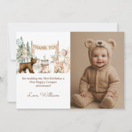 Cartão De Agradecimento Primeiro Aniversário da Foto Feliz do Camper
