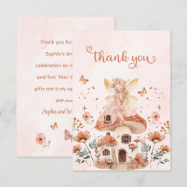 Cartão De Agradecimento Primeiro Aniversário da Garota do Cogumelo Florest