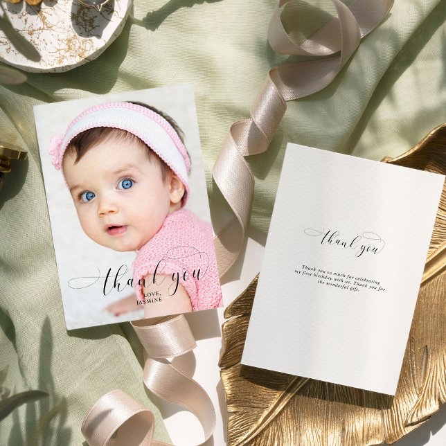 Cartão De Agradecimento Primeiro aniversario de Bebê Obrigado Sugestões El (Criador carregado)