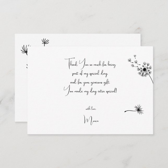 Cartão De Agradecimento Primeiro aniversário de Dandelion (Frente/Verso)