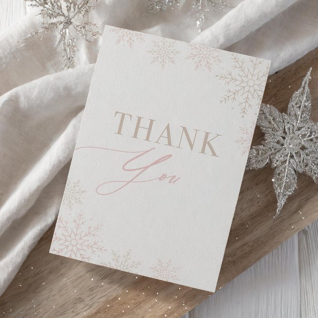 Cartão De Agradecimento Primeiro aniversario de flocos de neve rosa-rosa d (Criador carregado)